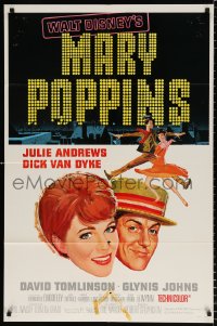 8f640 MARY POPPINS style A 1sh 1964 Julie Andrews & Dick Van Dyke in Walt Disney's musical classic!