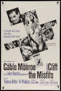 8f653 MISFITS 1sh 1961 sexy Marilyn Monroe, Clark Gable, Montgomery Clift, John Huston directed