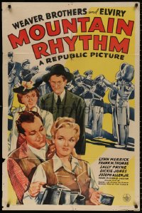 8f664 MOUNTAIN RHYTHM 1sh 1942 Frank McDonald directed, The Weaver Brothers & Elviry!