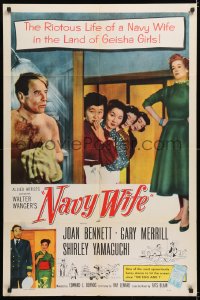 8f675 NAVY WIFE 1sh 1956 Joan Bennett is a Navy Wife in the land of Geisha Girls!