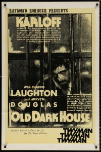 8f693 OLD DARK HOUSE 1sh R1981 Melvyn Douglas, Charles Laughton, Boris Karloff in window!