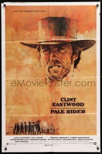 8f709 PALE RIDER 1sh 1985 great artwork of cowboy Clint Eastwood by C. Michael Dudash!
