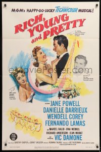 8f773 RICH, YOUNG & PRETTY 1sh 1951 Jane Powell is romanced in Paris France!