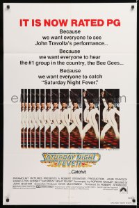 8f801 SATURDAY NIGHT FEVER 1sh R1979 multiple images of disco dancer Travolta, it's now rated PG!