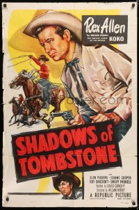 8f808 SHADOWS OF TOMBSTONE 1sh 1953 artwork of Arizona cowboy Rex Allen!