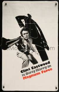 8f623 MAGNUM FORCE trimmed 1sh 1973 Clint Eastwood is Dirty Harry w/ huge gun by Halsman!