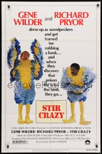 8f871 STIR CRAZY 1sh 1980 Gene Wilder & Richard Pryor in chicken suits, directed by Sidney Poitier!