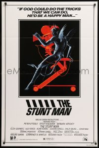 8f881 STUNT MAN 1sh 1980 Peter O'Toole, cool different artwork of demon working movie camera!