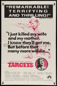 8f900 TARGETS 1sh 1968 Peter Bogdanovich, cool art of sniper Tim O'Kelly crouching with rifle!