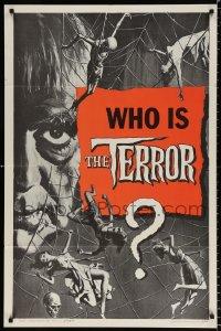 8f909 TERROR style B teaser 1sh 1963 Boris Karloff & sexy girls in web by Reynold Brown, Corman!