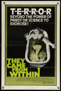8f911 THEY CAME FROM WITHIN 1sh 1976 David Cronenberg, art of terrified girl in bath tub!