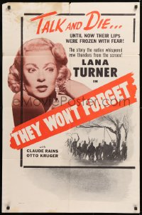 8f912 THEY WON'T FORGET 1sh R1956 glamorous older Lana Turner in her first notable role!