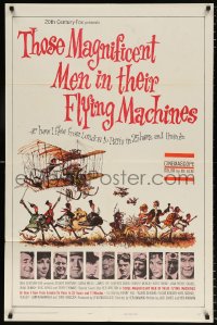 8f916 THOSE MAGNIFICENT MEN IN THEIR FLYING MACHINES 1sh 1965 great Searle art of early airplane!