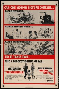 8f920 THUNDERBALL/YOU ONLY LIVE TWICE 1sh 1971 Sean Connery's two biggest James Bonds of all!