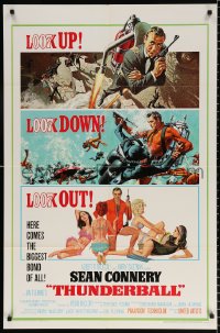 8f919 THUNDERBALL 1sh 1965 art of Connery as Bond by McGinnis & McCarthy, uncropped tank style!