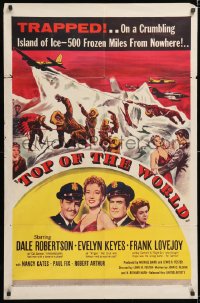 8f926 TOP OF THE WORLD 1sh 1955 Dale Robertson & Evelyn Keyes trapped on a crumbling island of ice!