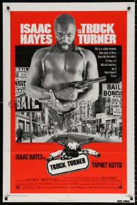 8f934 TRUCK TURNER 1sh 1974 AIP, cool image of bounty hunter Isaac Hayes with gun!