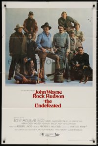 8f941 UNDEFEATED 1sh 1969 great Civil War cast portrait with John Wayne & Rock Hudson!