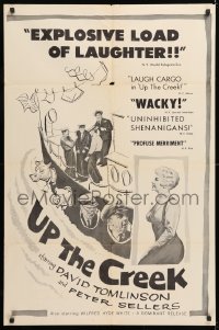 8f942 UP THE CREEK 1sh 1959 Peter Sellers comedy directed by Val Guest, wacky ship artwork!
