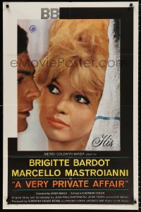 8f945 VERY PRIVATE AFFAIR 1sh 1962 Louis Malle's Vie Privee, c/u of sexiest Brigitte Bardot!