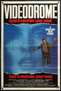 8f947 VIDEODROME 1sh 1983 David Cronenberg, James Woods, huge c/u of Debbie Harry, sci-fi!