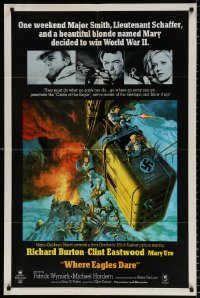 8f969 WHERE EAGLES DARE 1sh 1968 Clint Eastwood, Burton, Ure, different art by Terpning!