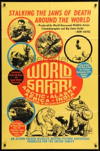 8f984 WORLD SAFARI 1sh 1970 stalking the jaws of death & killing for sport, for the entire family!