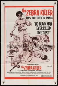 8f996 ZEBRA KILLER 1sh 1974 Austin Stoker, James Pickett, Girdler, he has the city in panic!