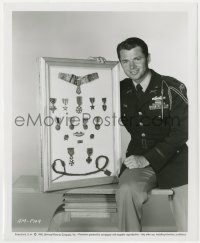 8g115 AUDIE MURPHY 8.25x10 still 1955 in uniform with his many World War II medals in a frame!