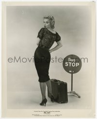 8g171 BUS STOP 8.25x10 still 1956 publicity portrait of sexy Marilyn Monroe standing by sign!