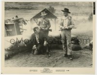 8g211 COMANCHEROS 7.75x10 still 1961 John Wayne & Stuart Whitman behind sand bags during battle!
