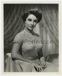 8g294 ELIZABETH TAYLOR 8x10 still 1950s seated in beautiful lace dress by Clarence Sinclair Bull!