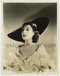 8g301 ETHEL MERMAN 8x10.25 still 1936 wearing revealing lacy dress with cool hat, Strike Me Pink!