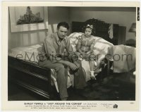 8g493 JUST AROUND THE CORNER 8x10.25 still 1938 Shirley Temple looks at sad Charles Farrell on bed!