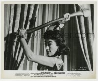 8g866 STRAIT-JACKET 8.25x10 still 1964 best close up of crazy Joan Crawford swinging axe!