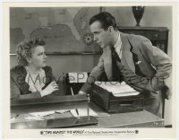 8g930 TWO AGAINST THE WORLD 8x10.25 still 1936 Humphrey Bogart stares at Beverly Roberts at desk!