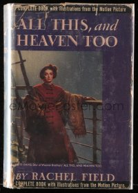 8h004 ALL THIS & HEAVEN TOO movie edition hardcover book 1941 with scenes from Bette Davis' movie!