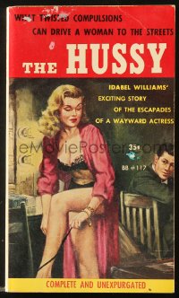 8h293 HUSSY paperback book 1960s escapades of a wayward actress, sexy cover art!