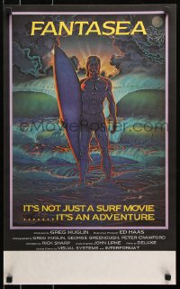 8j053 FANTASEA Aust special poster 1979 cool Sharp artwork of surfer & ocean!