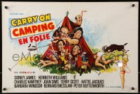 8j480 CARRY ON CAMPING Belgian 1971 Sidney James, English nudist sex, wacky outdoors artwork!