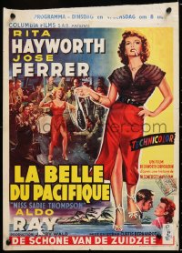 8j529 MISS SADIE THOMPSON Belgian 1954 sexy smoking Rita Hayworth swinging purse & turning it on!