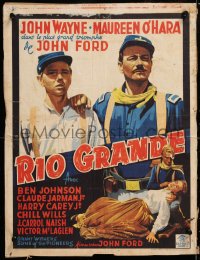 8j544 RIO GRANDE Belgian 1951 different art of John Wayne & Maureen O'Hara, John Ford!