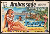 8j560 TAHITI Belgian 1957 completely different art of sexy South Seas beauties on beach!