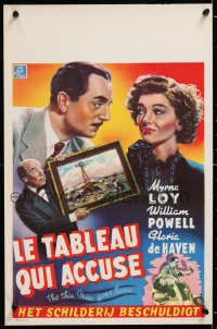 8j565 THIN MAN GOES HOME Belgian 1948 art of William Powell & Myrna Loy close up and spanking!