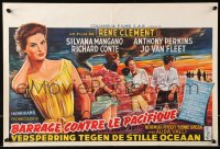 8j566 THIS ANGRY AGE Belgian 1958 great art of Anthony Perkins & pretty Silvana Mangano!