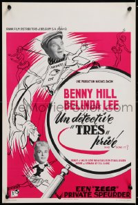 8j580 WHO DONE IT Belgian 1956 wacky artwork of Benny Hill w/bloodhound & Belinda Lee!