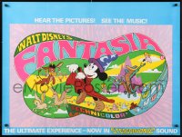 8j227 FANTASIA British quad R1976 cool psychedelic artwork, Disney musical cartoon classic!
