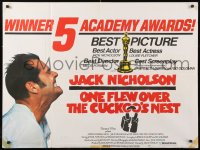 8j258 ONE FLEW OVER THE CUCKOO'S NEST awards British quad 1976 great c/u of Jack Nicholson, Forman classic