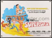 8j271 SUPERDAD British quad 1974 Walt Disney, wacky art of surfing Bob Crane & Kurt Russell w/guitar!
