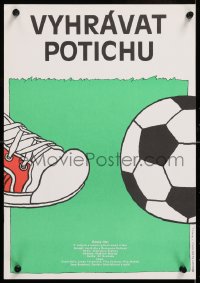 8j096 VYHRAVAT POTICHU Czech 12x17 1986 completely different Jan Tomanek soccer football art!